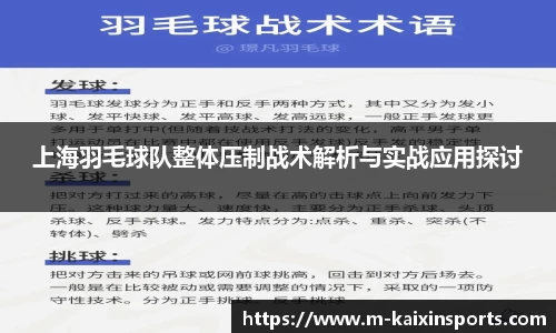 上海羽毛球队整体压制战术解析与实战应用探讨